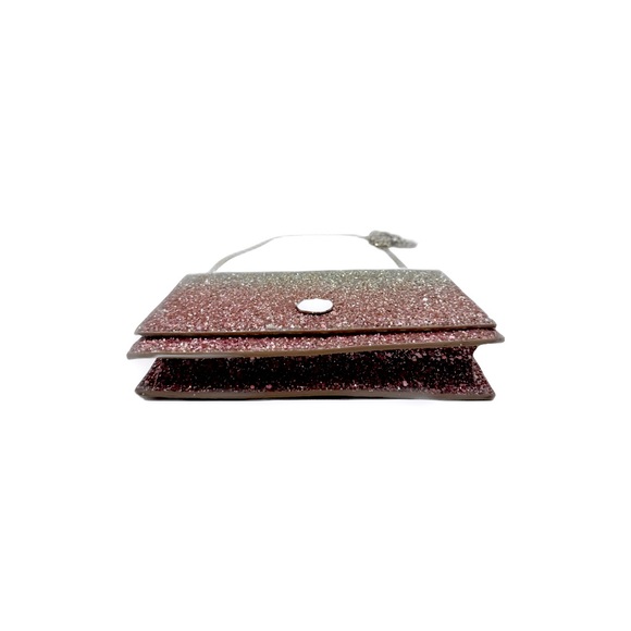 Jimmy Choo Ombré Pink Flamingo Platinum Lizzie Mini Glitter Clutch Shoulder Bag - Picture 3 of 14